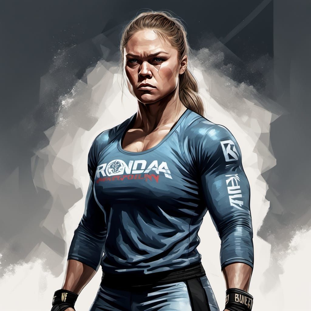Ronda Rousey in Fierce Fighting Stance - Realistic Concept A...
