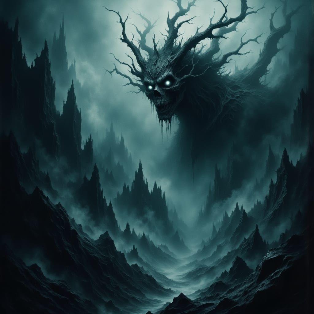 Ethereal Shadows Confront Dark, Glowing-Eyed Monstrosities