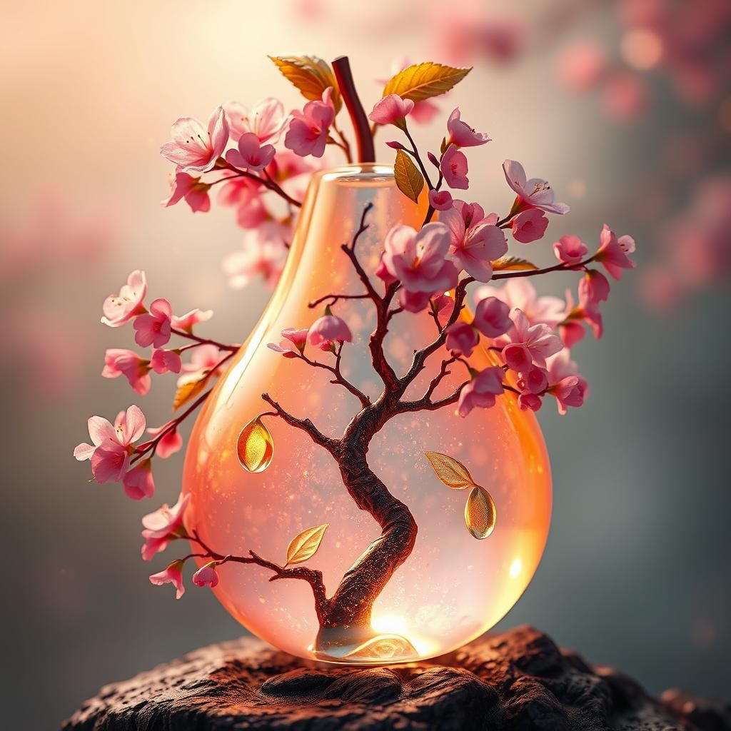Cherry Blossom Tree in Crystal Pear: Digital Matte Painting