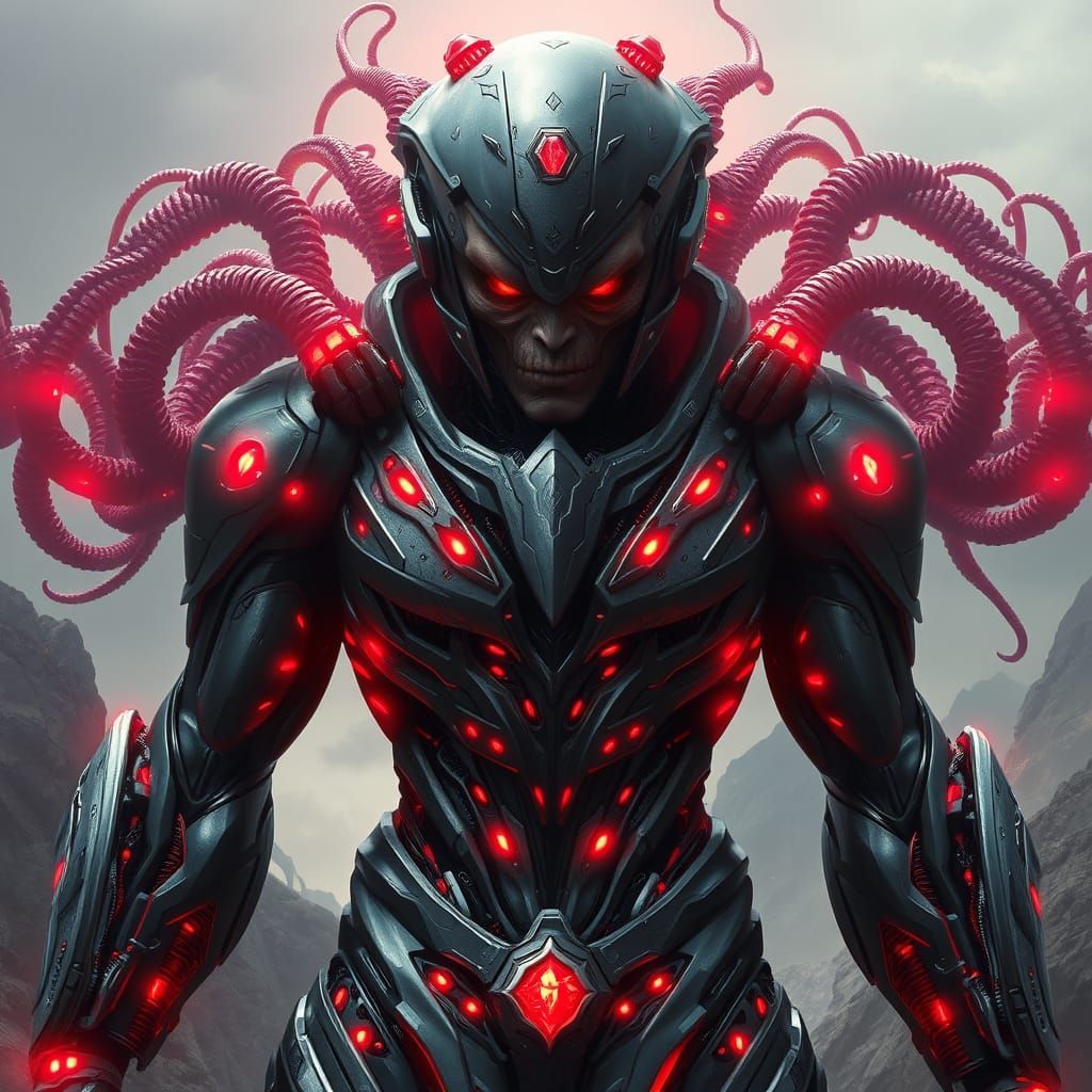 Cosmic Warrior Reveals Alien Armor in Cyberpunk Style