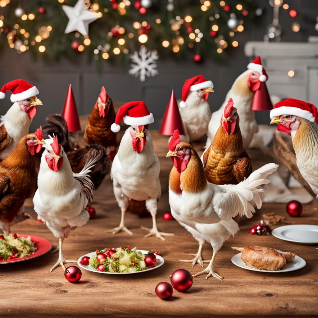 A Chicken Christmas Party Celebration
