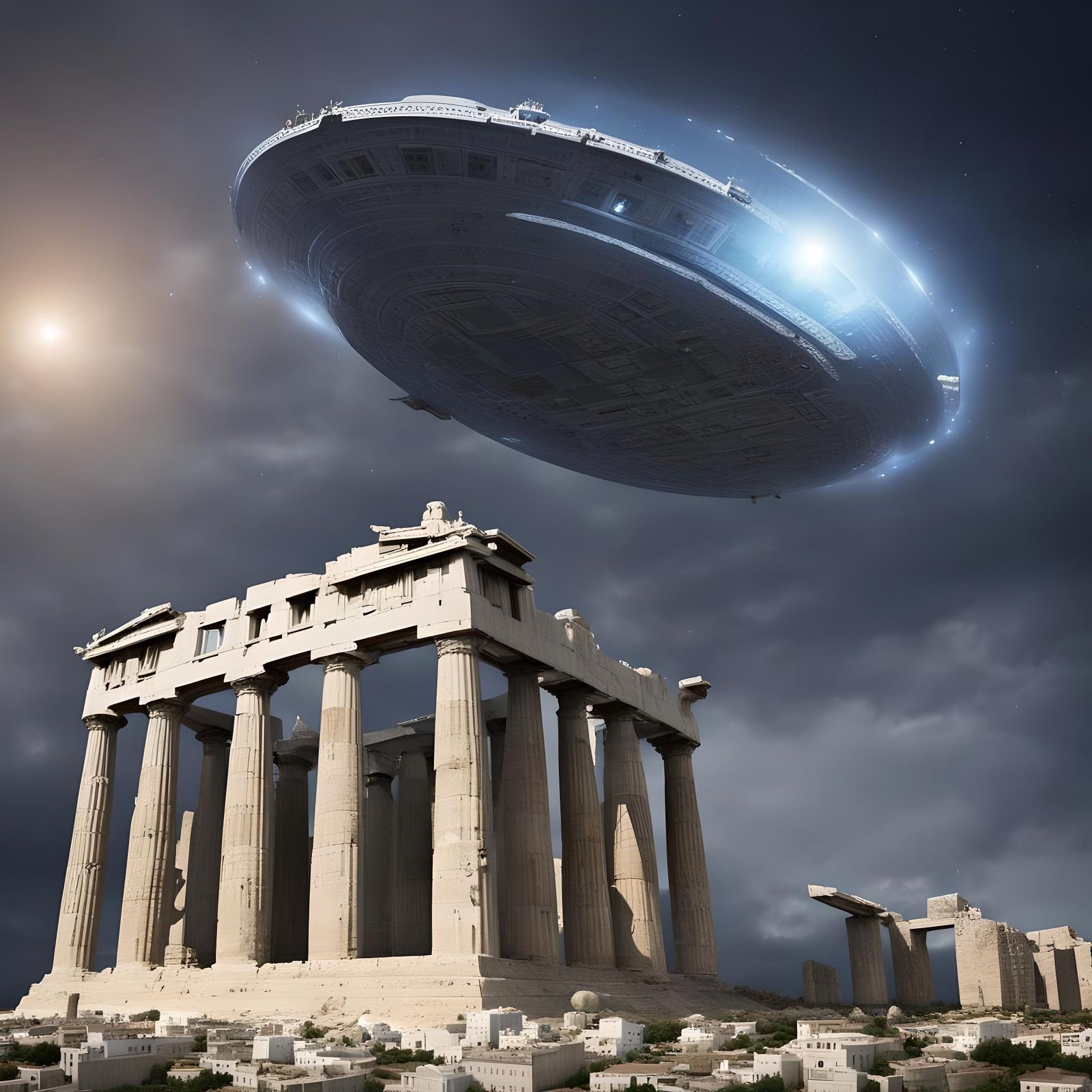 Extraterrestrial Ship over Ancient Acropolis: Digital Matte ...