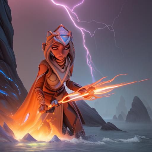 Ahsoka Tano: Elemental Master in Detailed Matte Painting