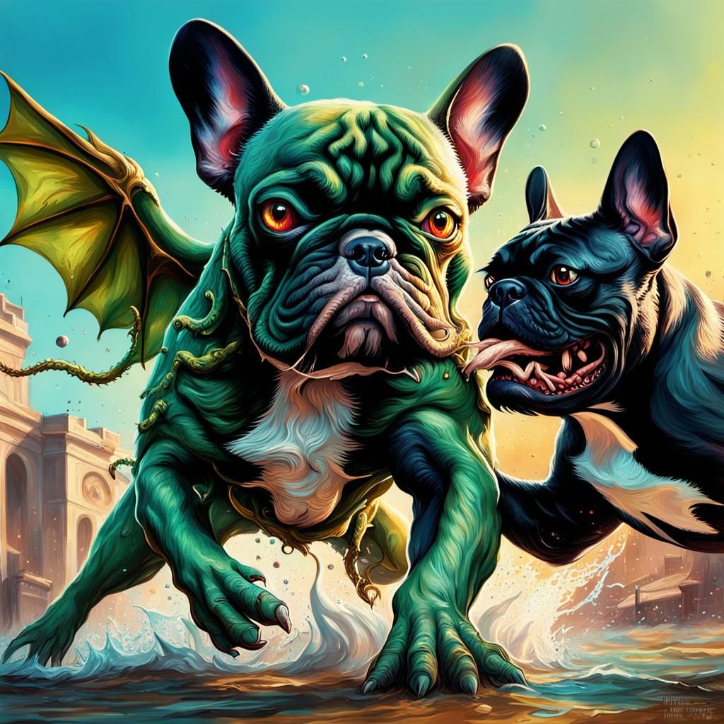 Beelzebub and Cthulhu's Dramatic Battle with Bulldog