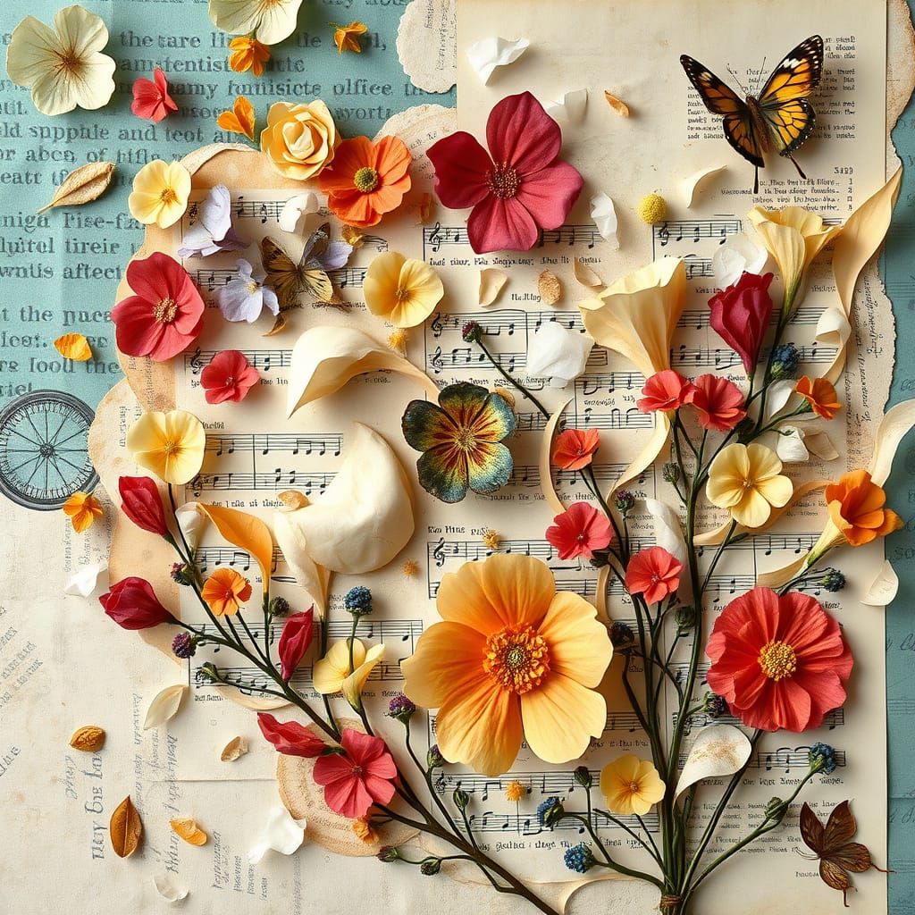 Vibrant Mixed Media Collage Paper Art