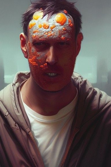 Man with Pumpkin Head in Straightjacket: Hyperdetailed Art