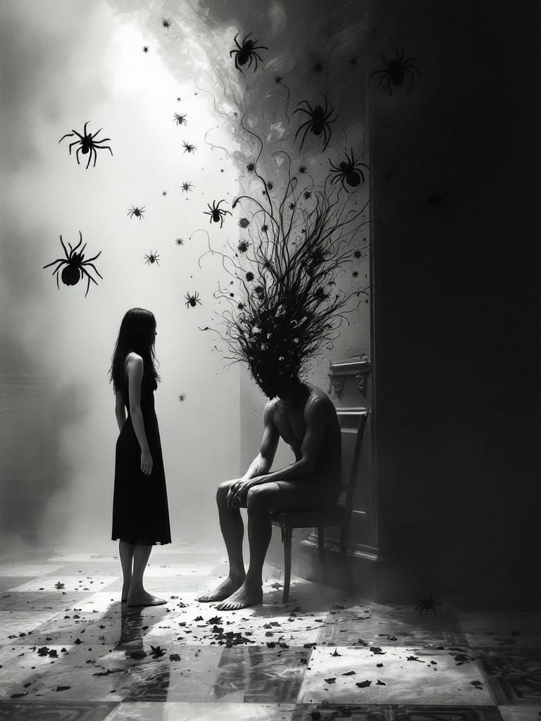 Ethereal Descent into Mental Turmoil in Monochromatic Darkne...
