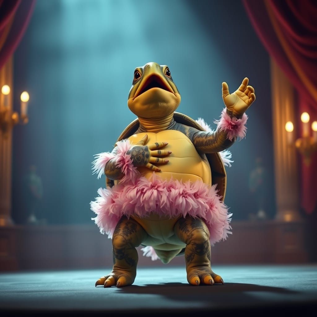 Turtle Opera Singer on Stage
