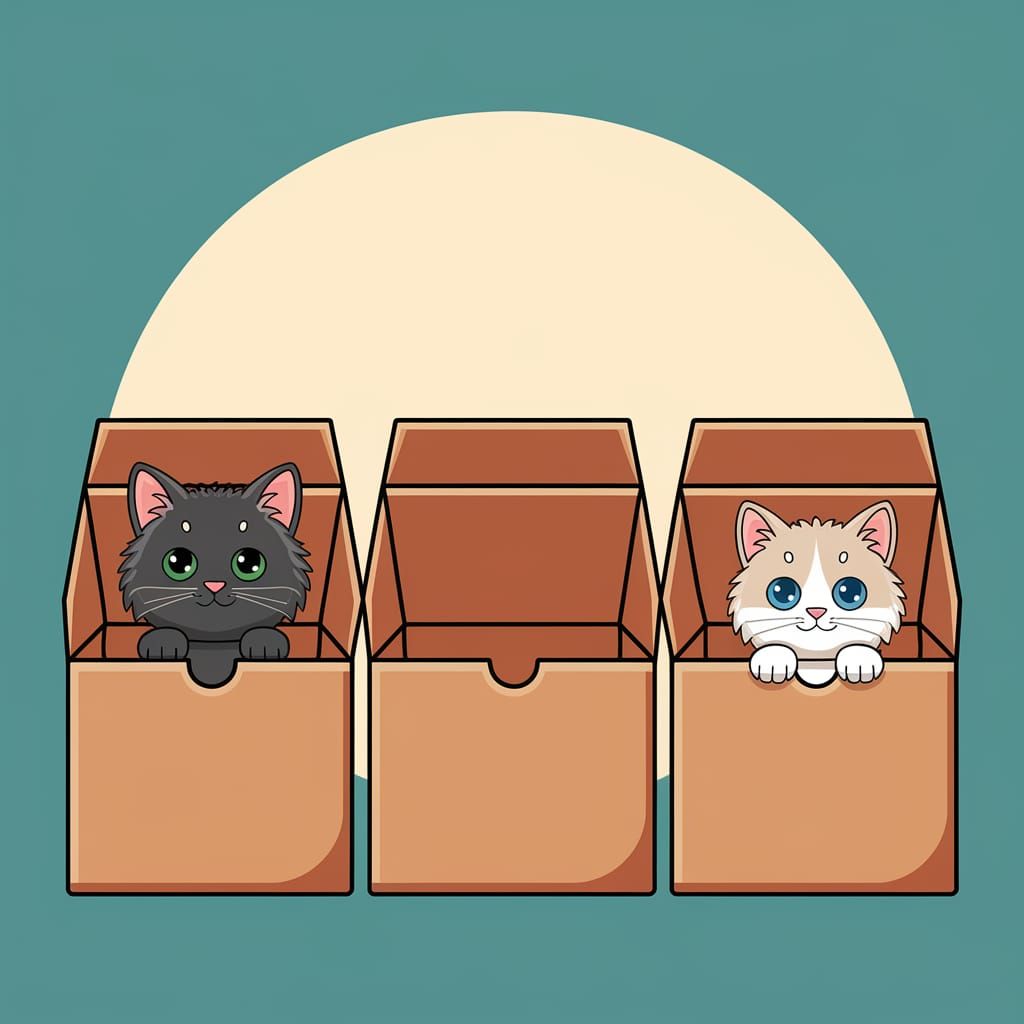 Cute Cartoon Cats in Teal Boxes