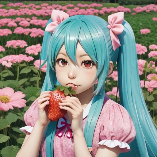 Cute Girl + Giant Strawberry