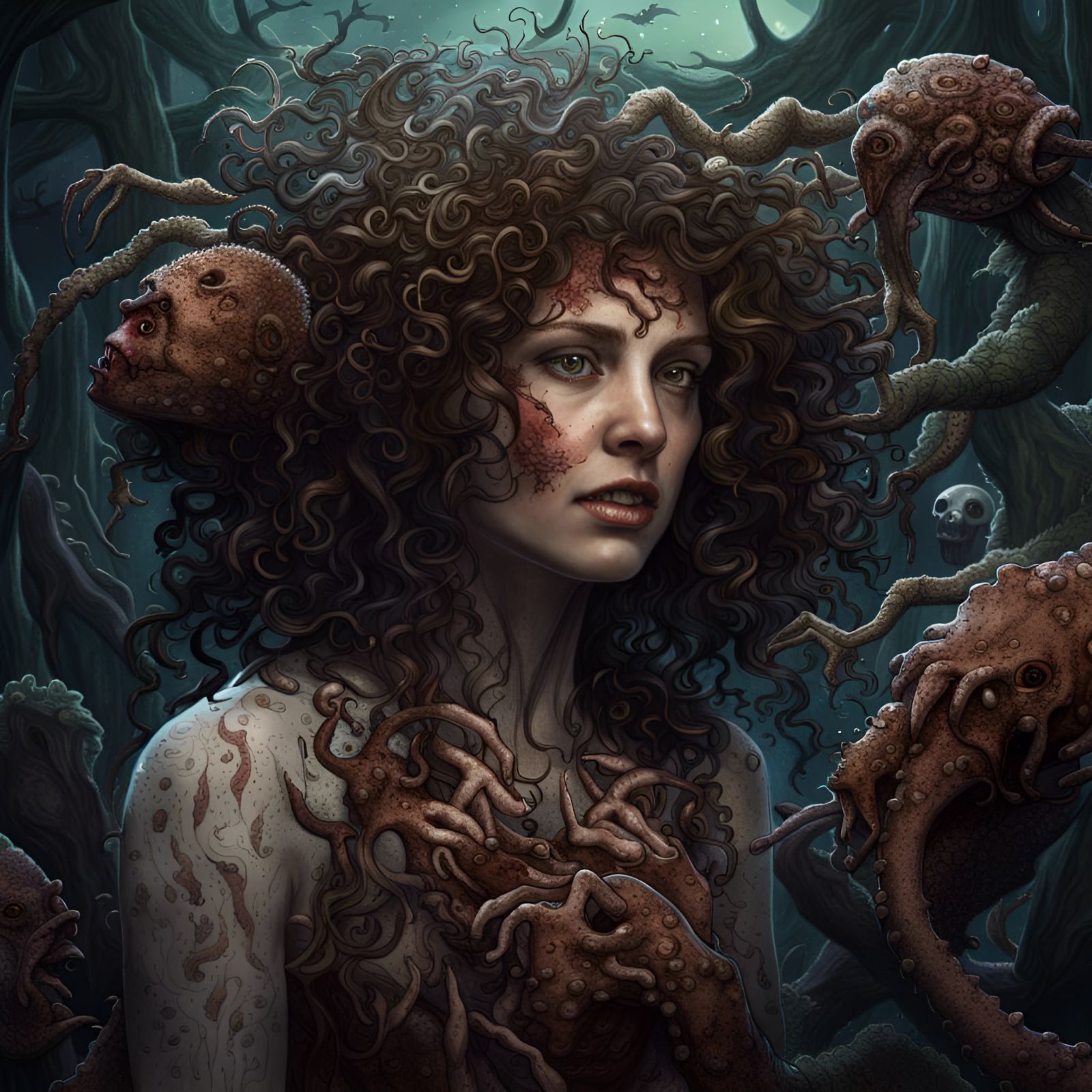 Woman's Grotesque Transformation into Fungi Monstrosity