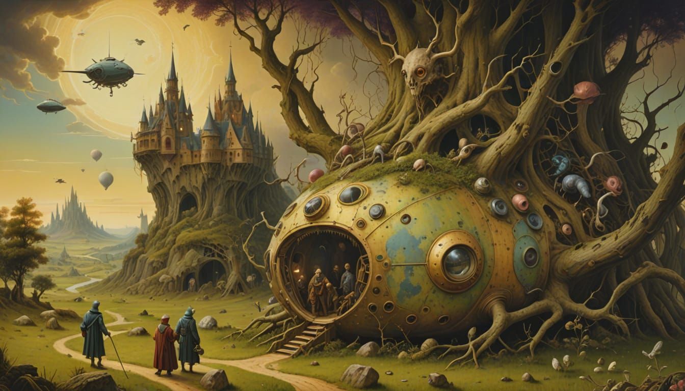 Surrealistic Fantasy Landscape with Bogomil's Shuttle