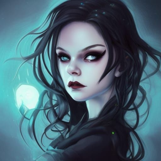 Gothic Girl Portrait with Magical Portal