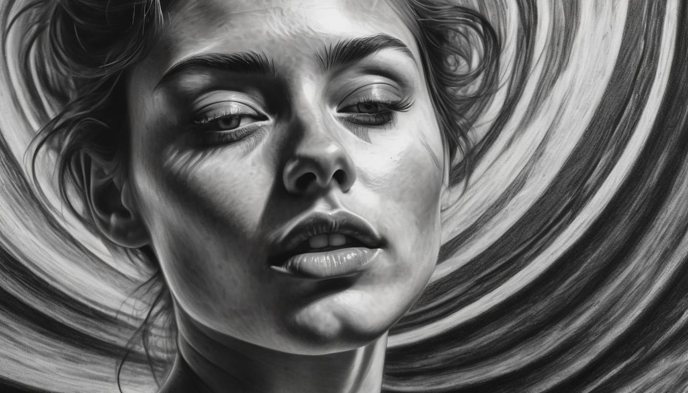 Distorted Realism in Charcoal Drawing