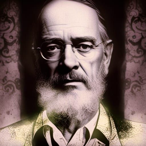 Mystical Portrait on Marble Wall in Dark Academia Style