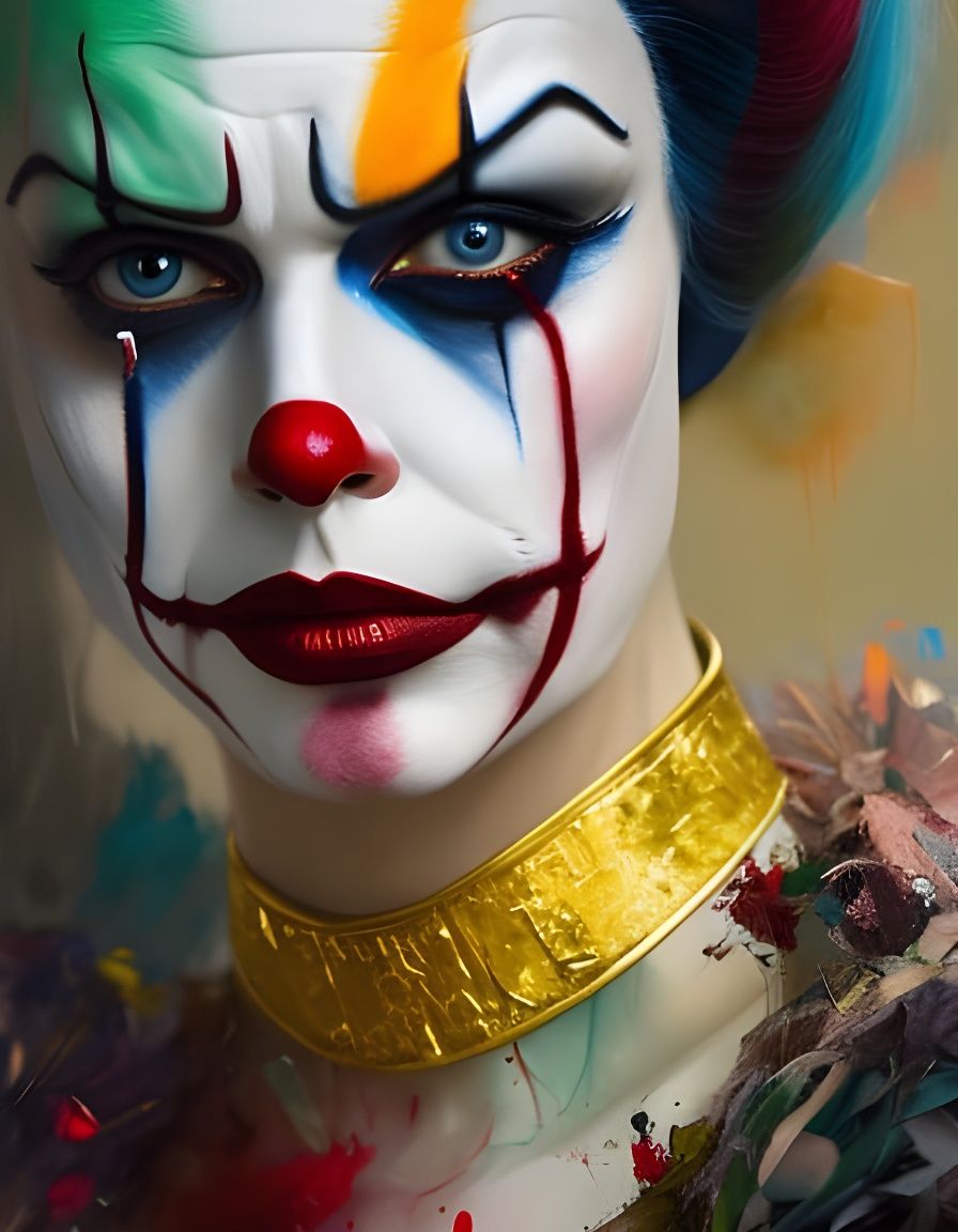 Sinister Clown Mashup as Oil Painting