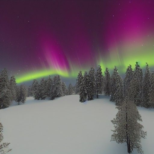 Snowy Northern Lights Over Lismore in 3D