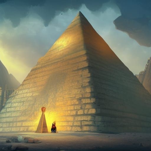 Funny Mummy Girl in Pyramid: Detailed Matte Painting