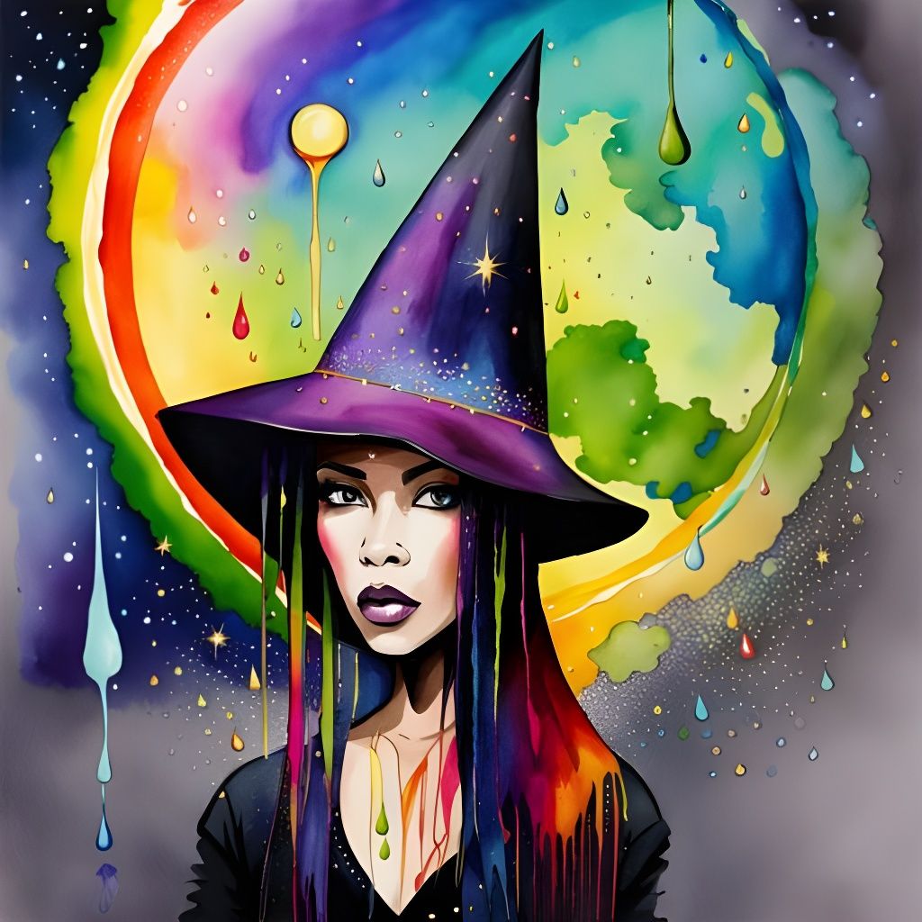 Dont Care Rainbow Hair Witch Too