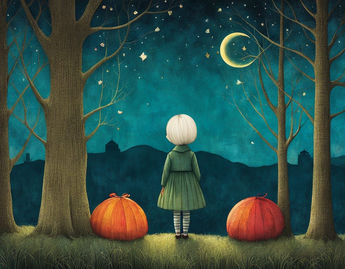 Dreamlike Landscape with Whimsical Figures