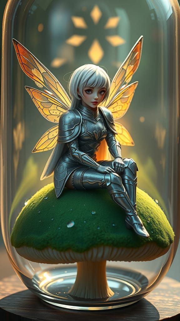Ethereal Fairy in Sisters of Battle Armor, Perched on a Lumi...