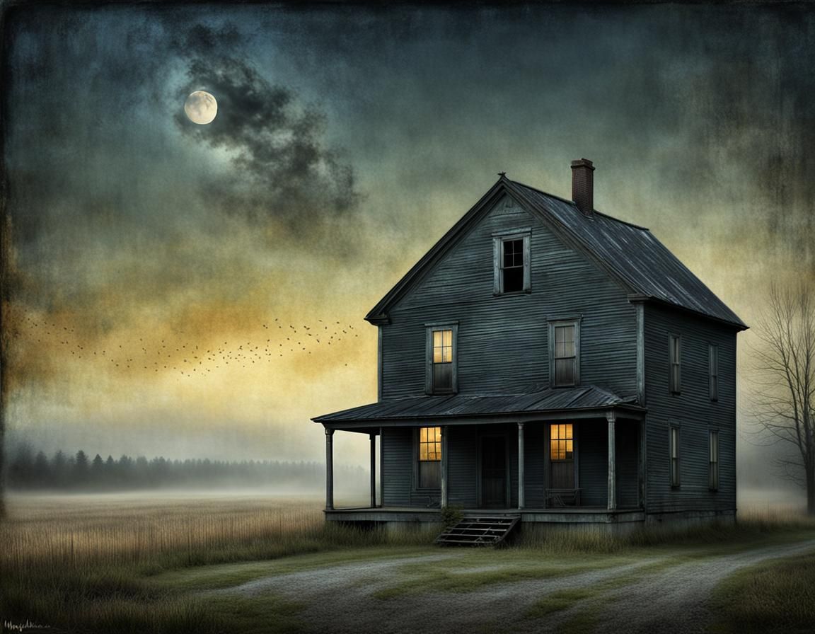 Hyperrealistic Night Farm Scene at Dawn