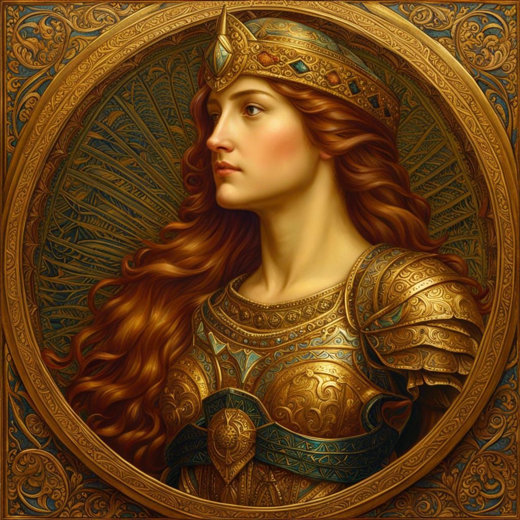 Radiant Paladin in Pre-Raphaelite Style