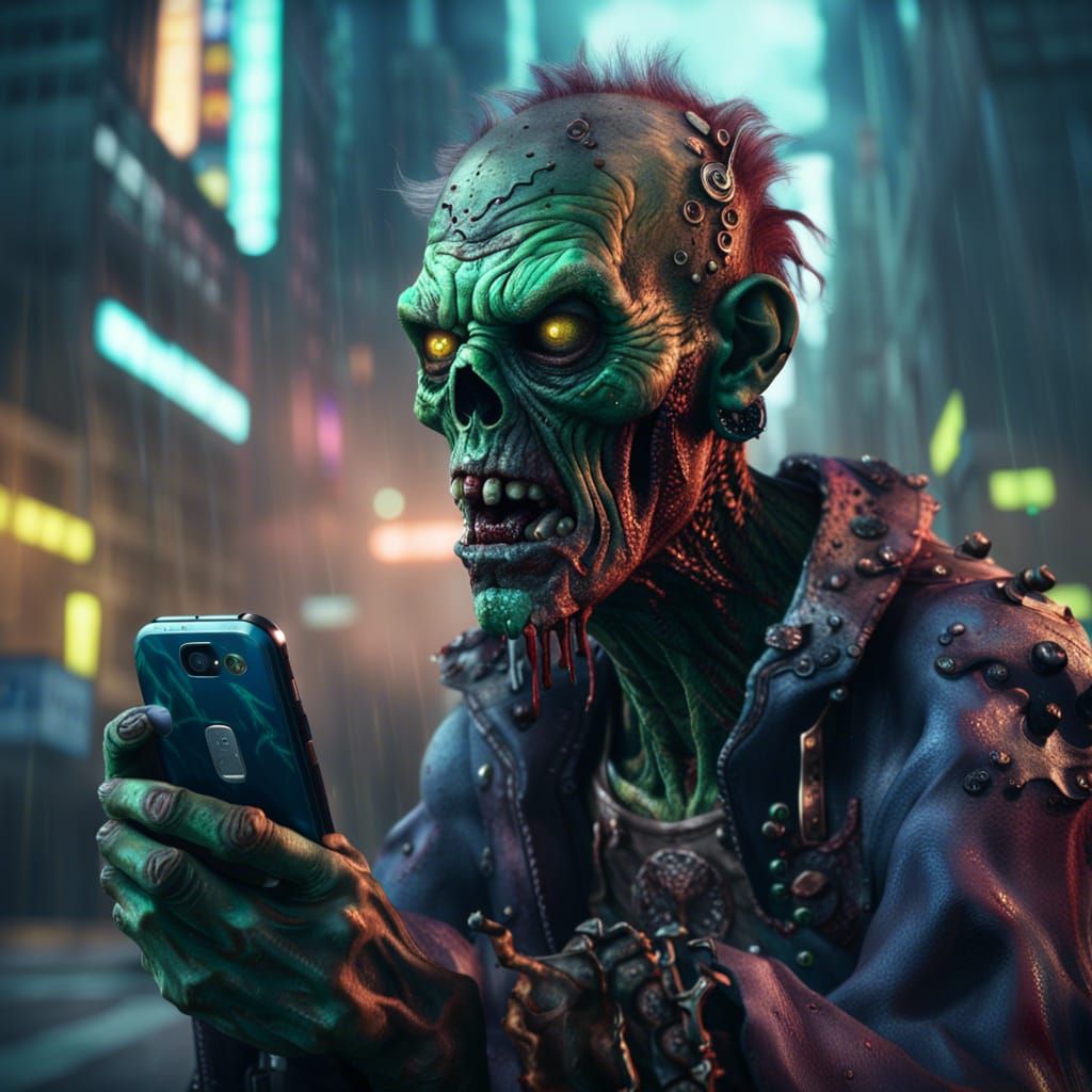 Zombie in Cybercity: Detailed Matte Painting