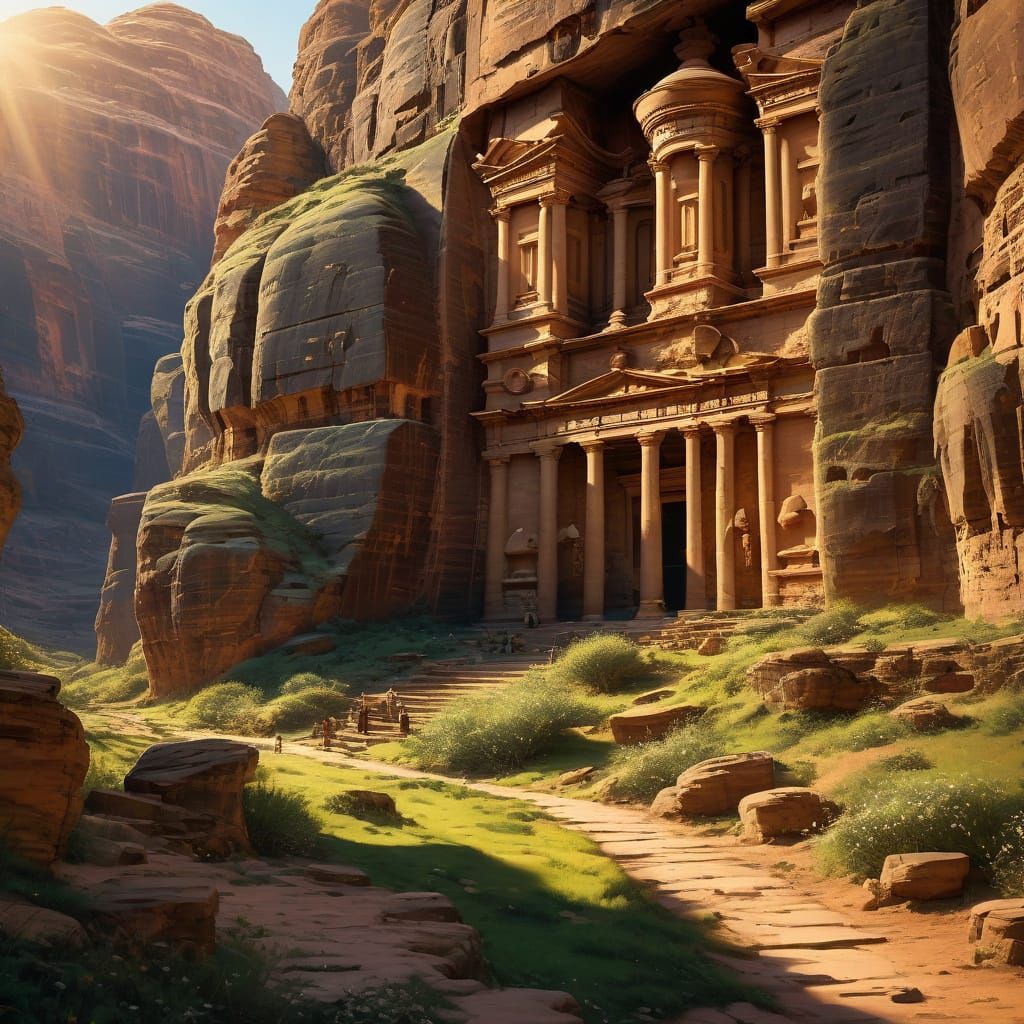 Petra Cityscape in Warm Golden Light