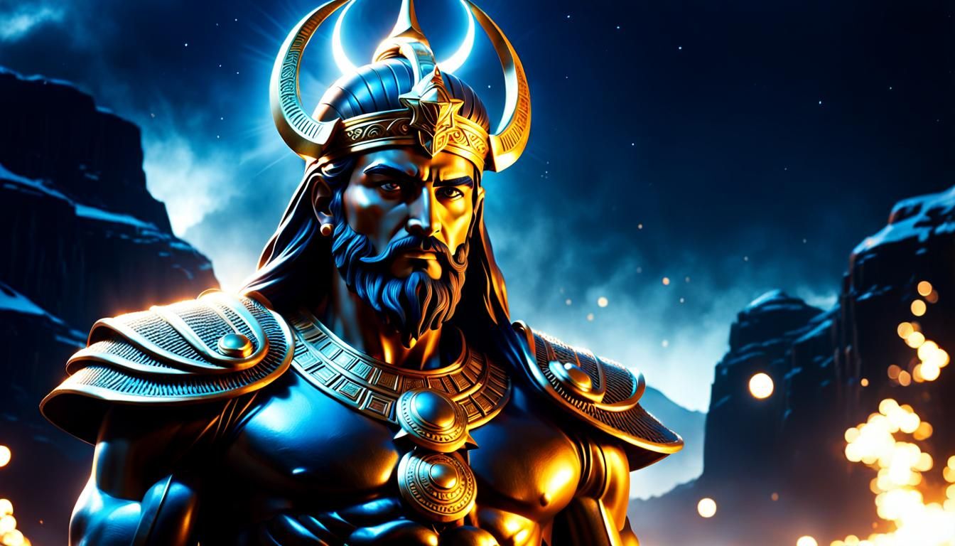 Enlil: Powerful God in Neo-Primitivism Style