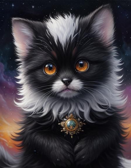 Fluffy Fantasy Creature in Flower Rain