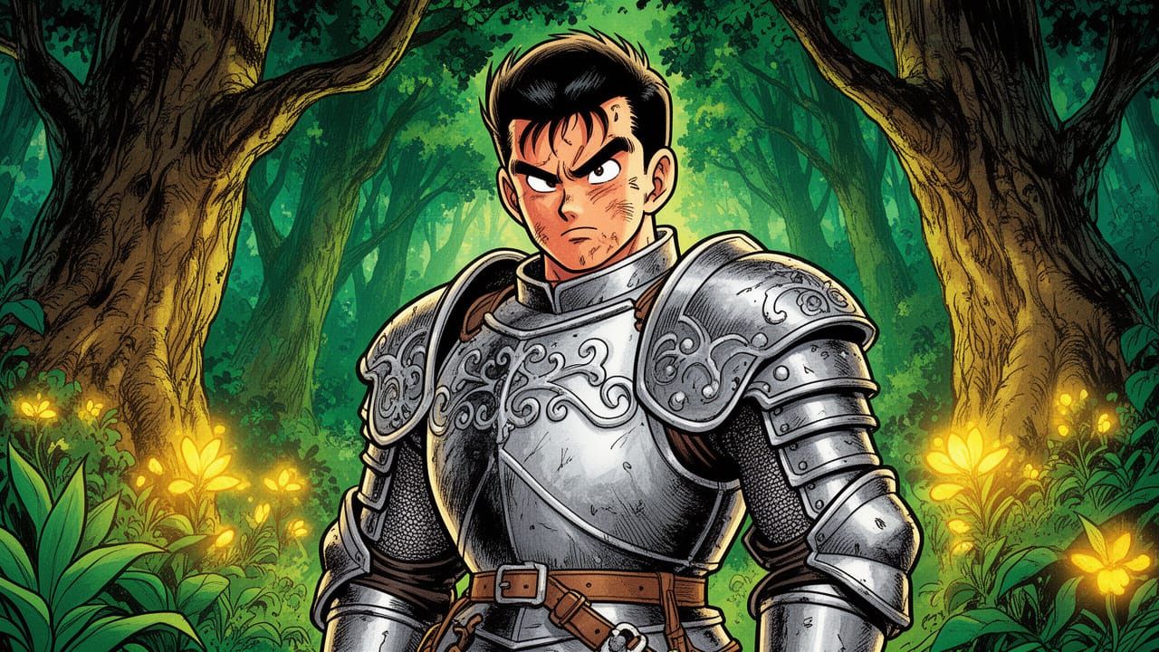 Brave Knight in Vibrant Cel-Shaded Comic Style