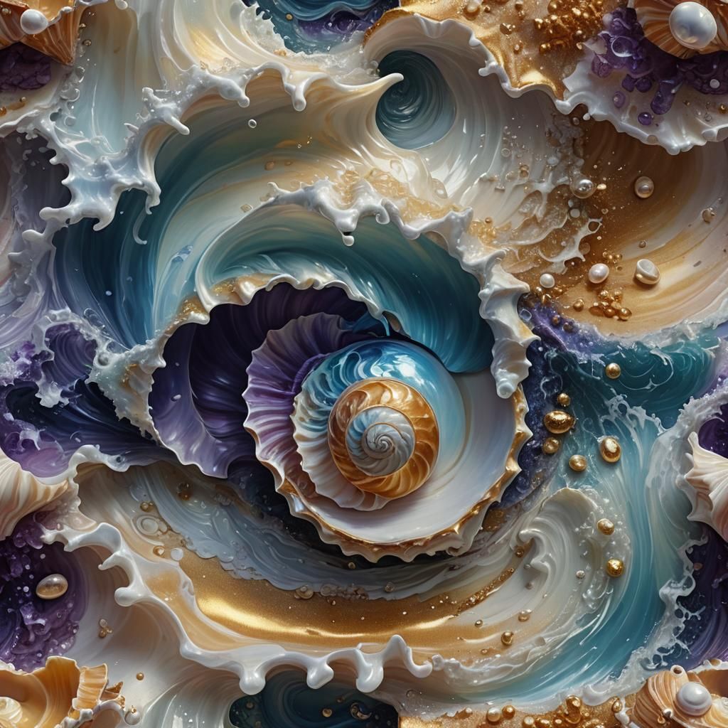 Stormy Seashell: Hyper-Realistic Oil Painting