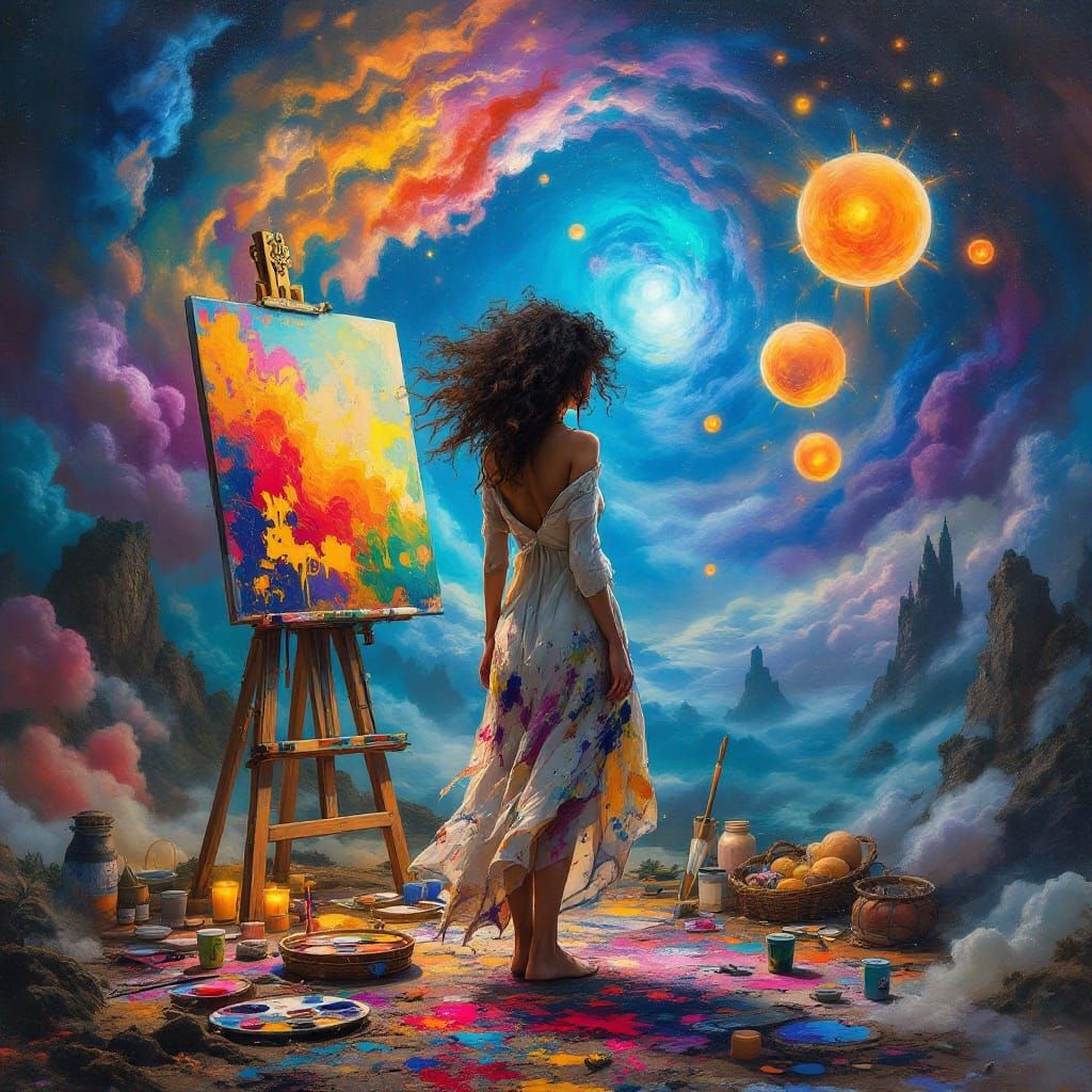 Surrealist Bohemian Artist Lost in Creative Dreamscape