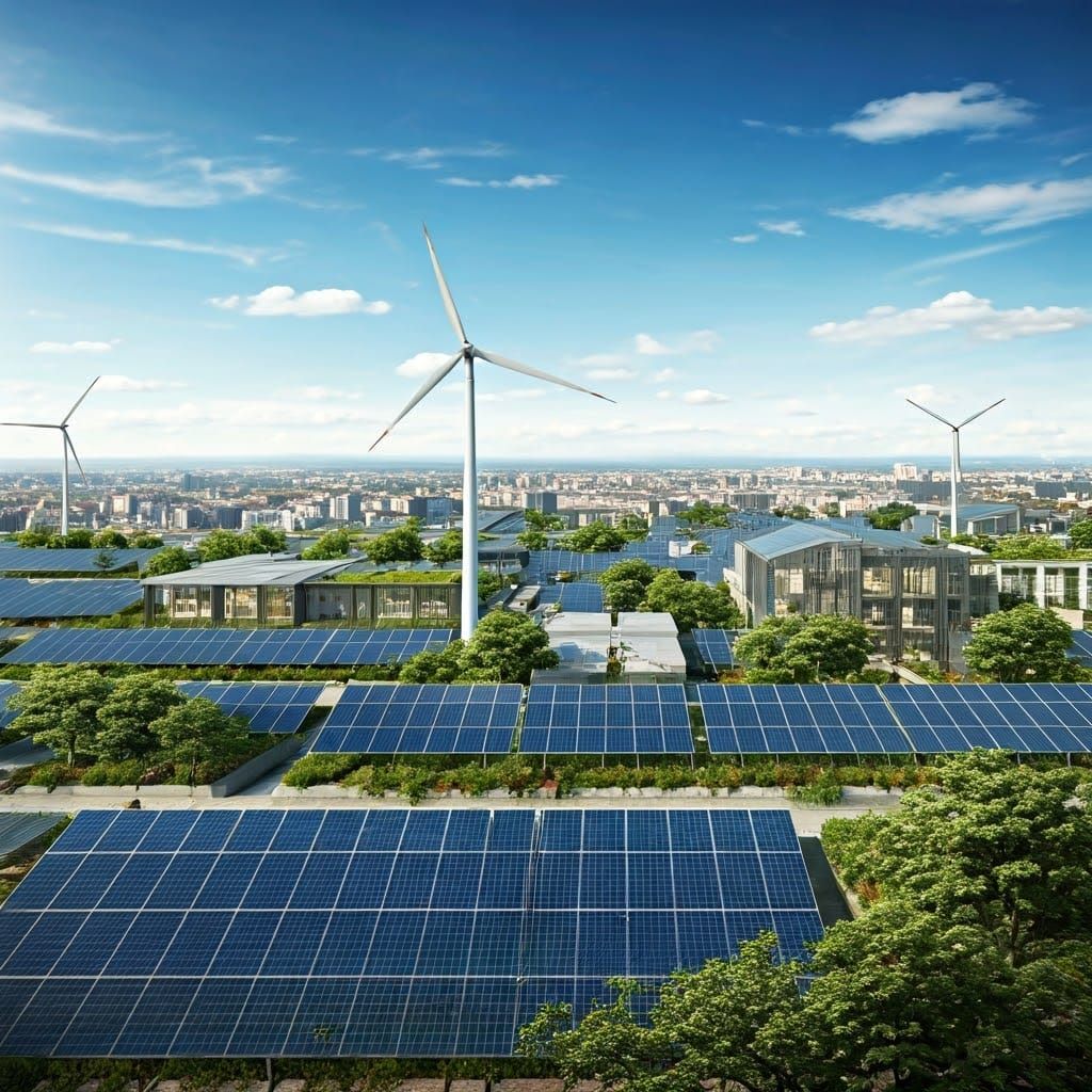 Sustainable Futuristic Cityscape Powered by Renewable Energy