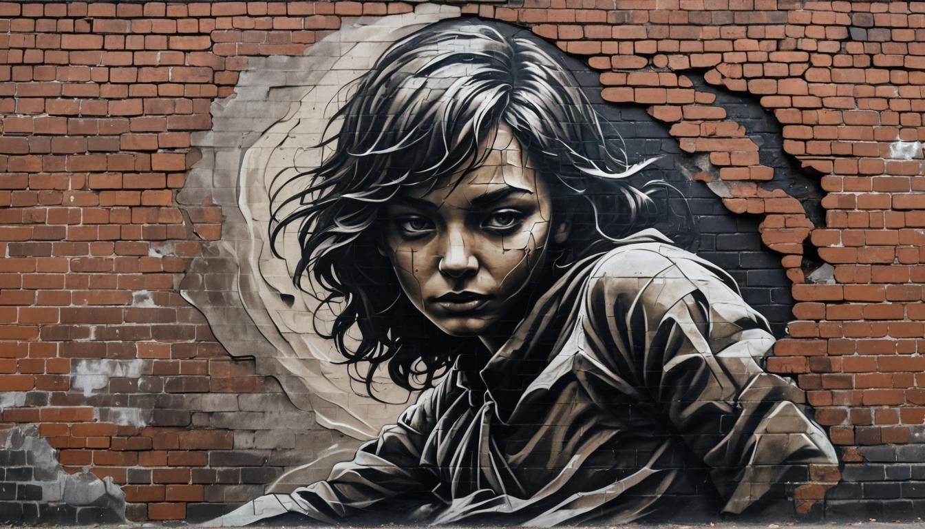 Hyperrealistic Street Art Mural of Figure Emerging
