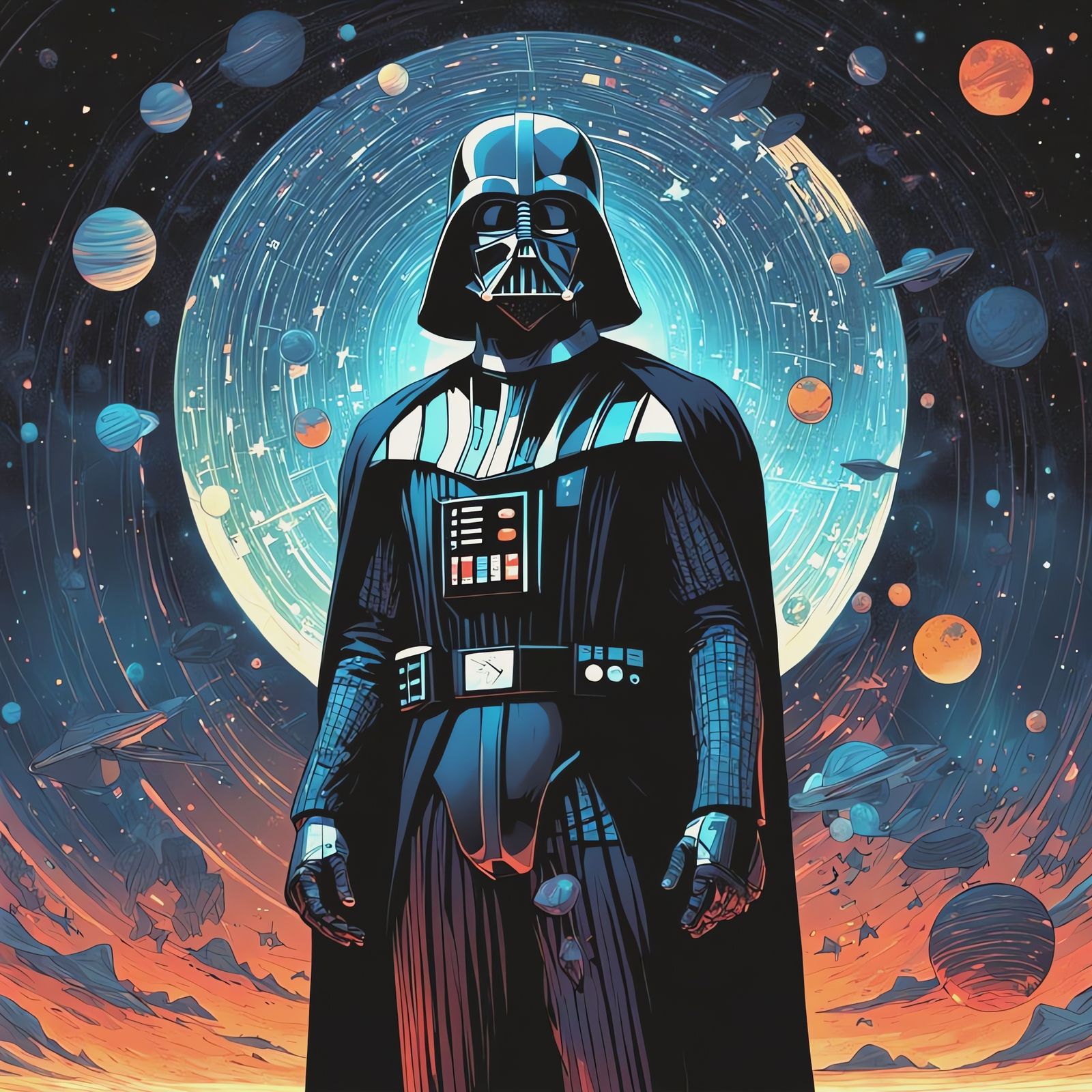 Darth Vader Portrait in a Dark Galaxy