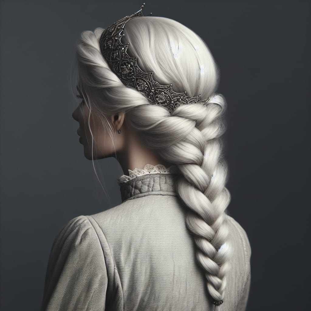 Medieval Noblewoman with Long White Bubble Braid and Kievan ...
