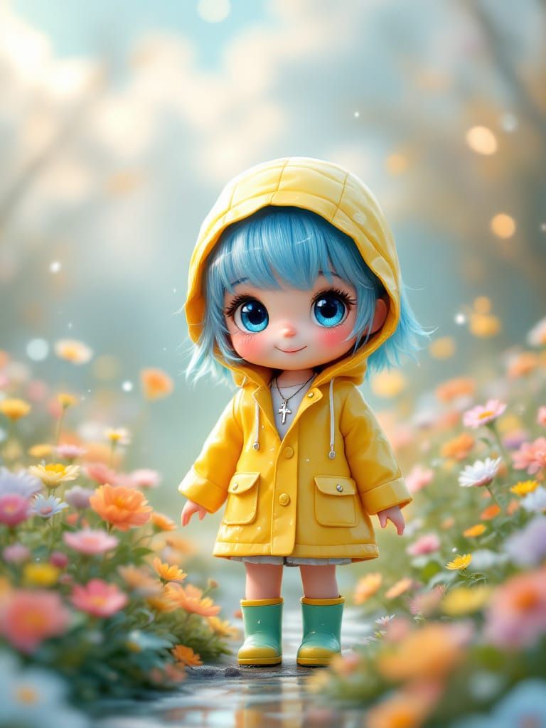 Chibi Girl in Whimsical Nursery with Bokeh