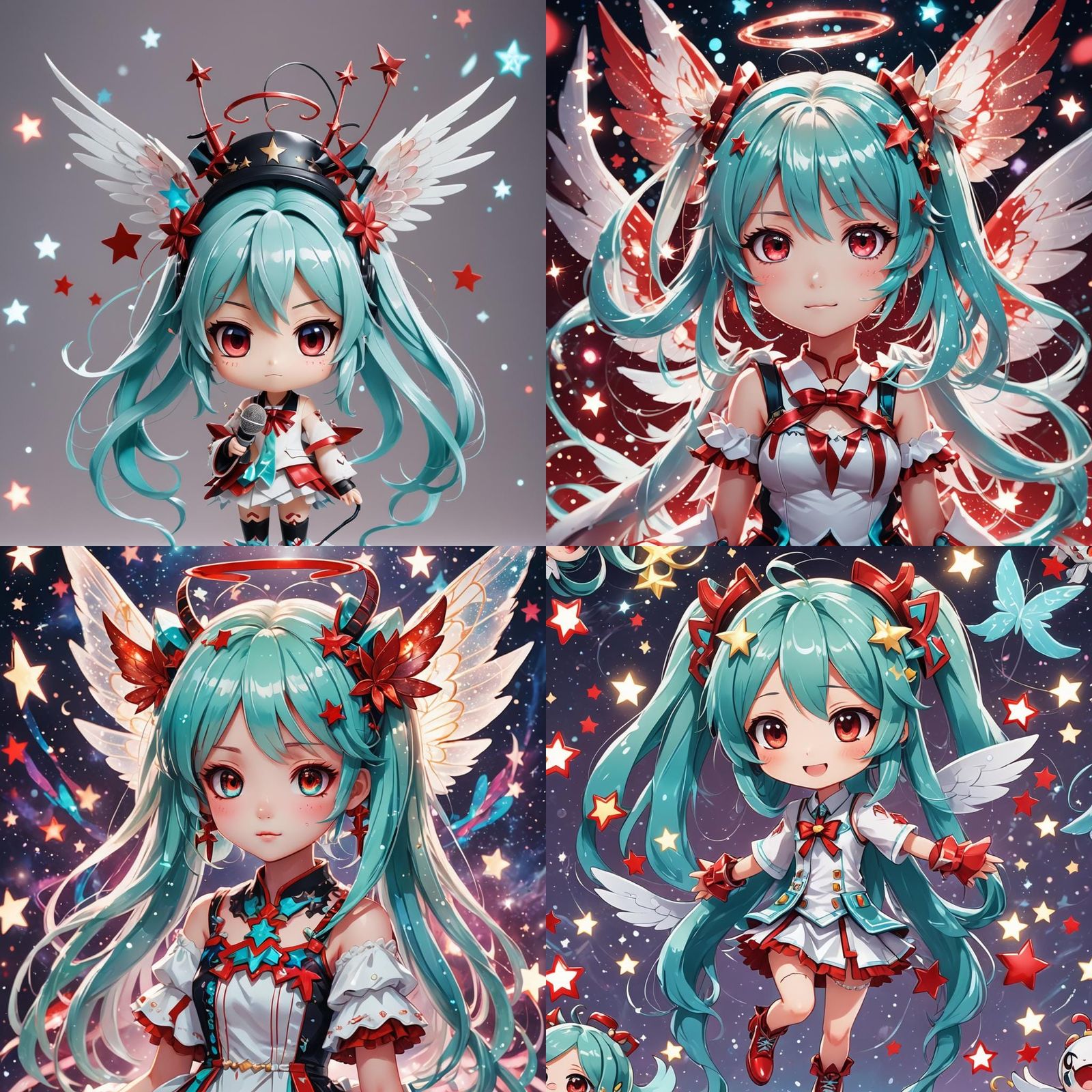 Demonic Porcelain Chibi Hatsune Miku in Anime Style