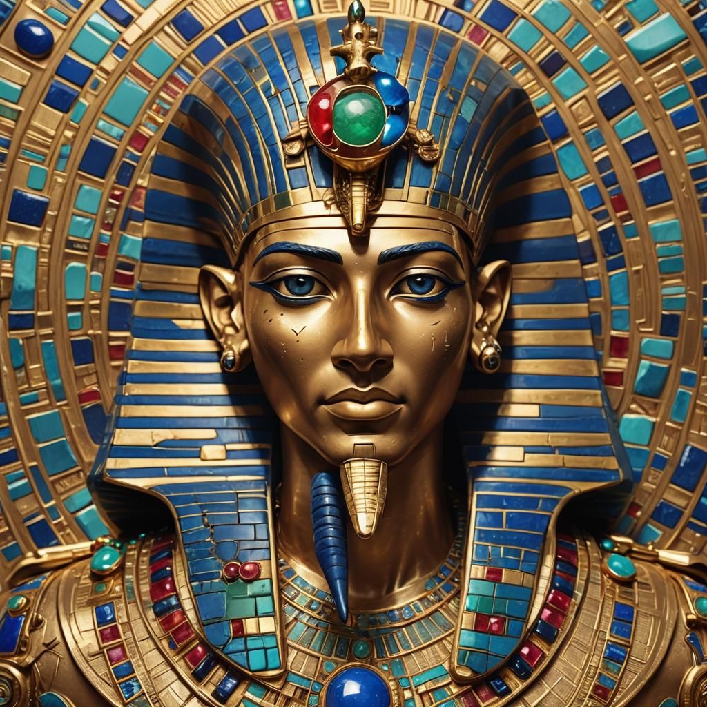 Hyperrealistic Pharaoh with Precious Stone Jewelry