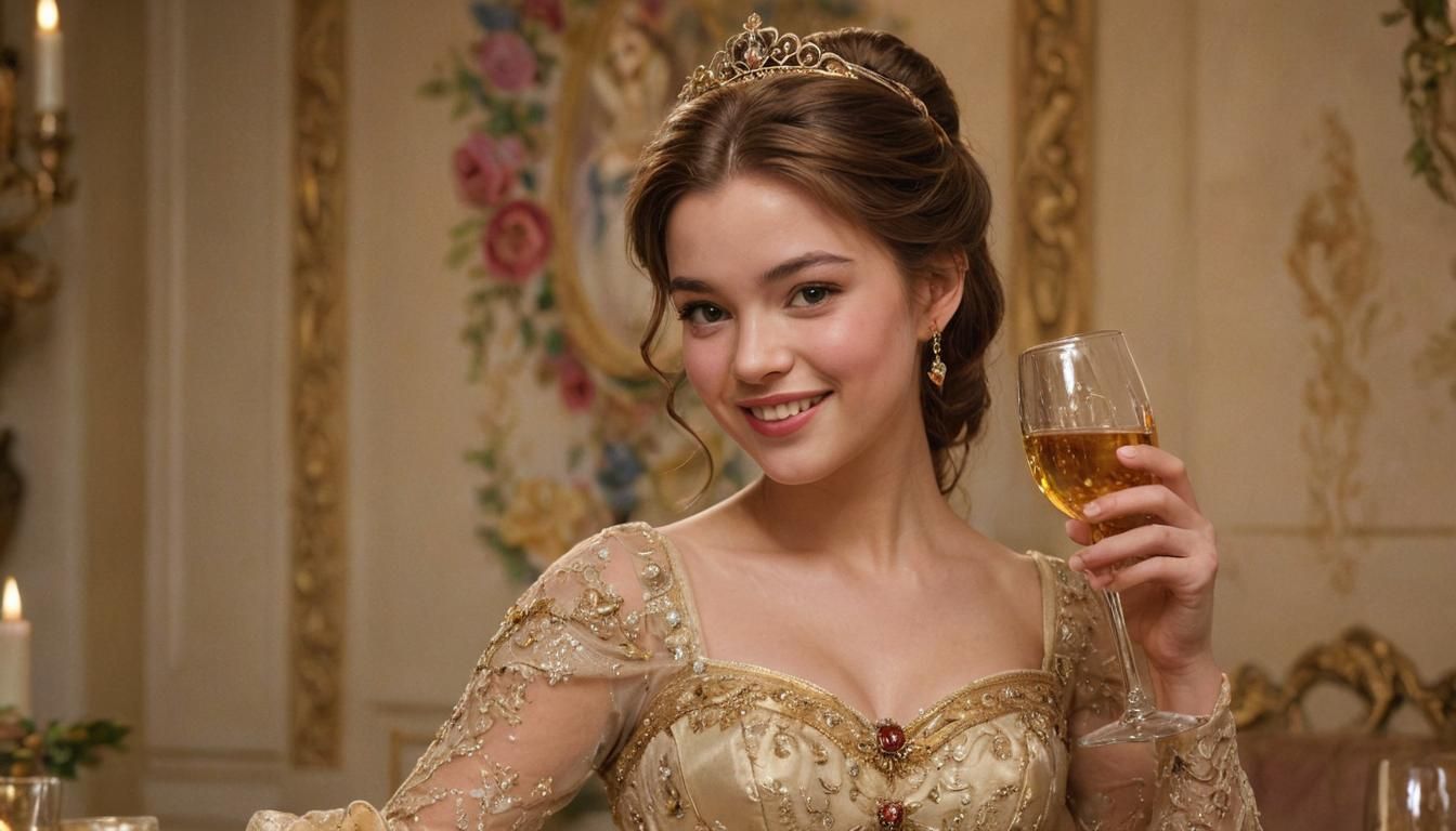 Princess Belle at Feast: Hyperrealistic Concept Art