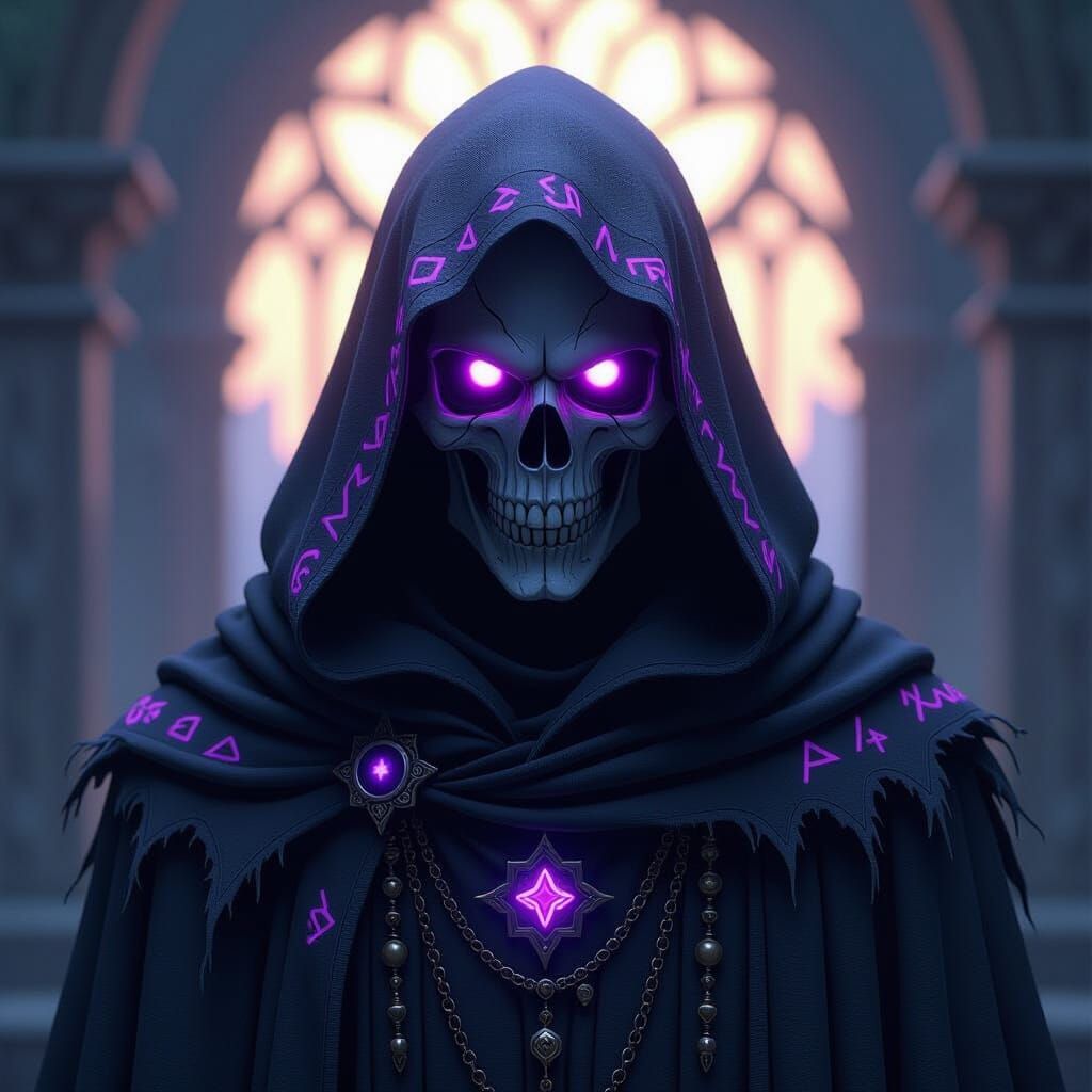 Cartoon Lich Portrait in Pixelated Style