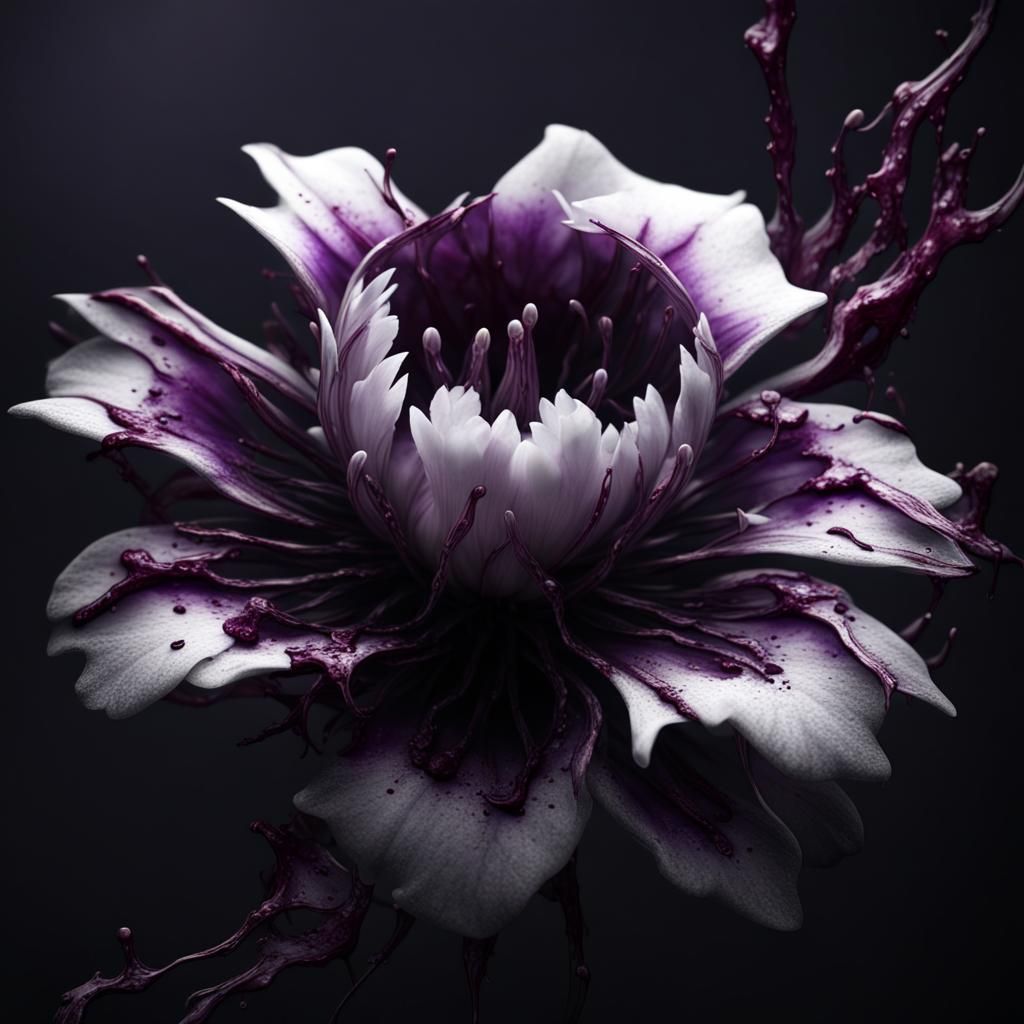 White Flower with Blood Stains: Dark Romance in Digital Art