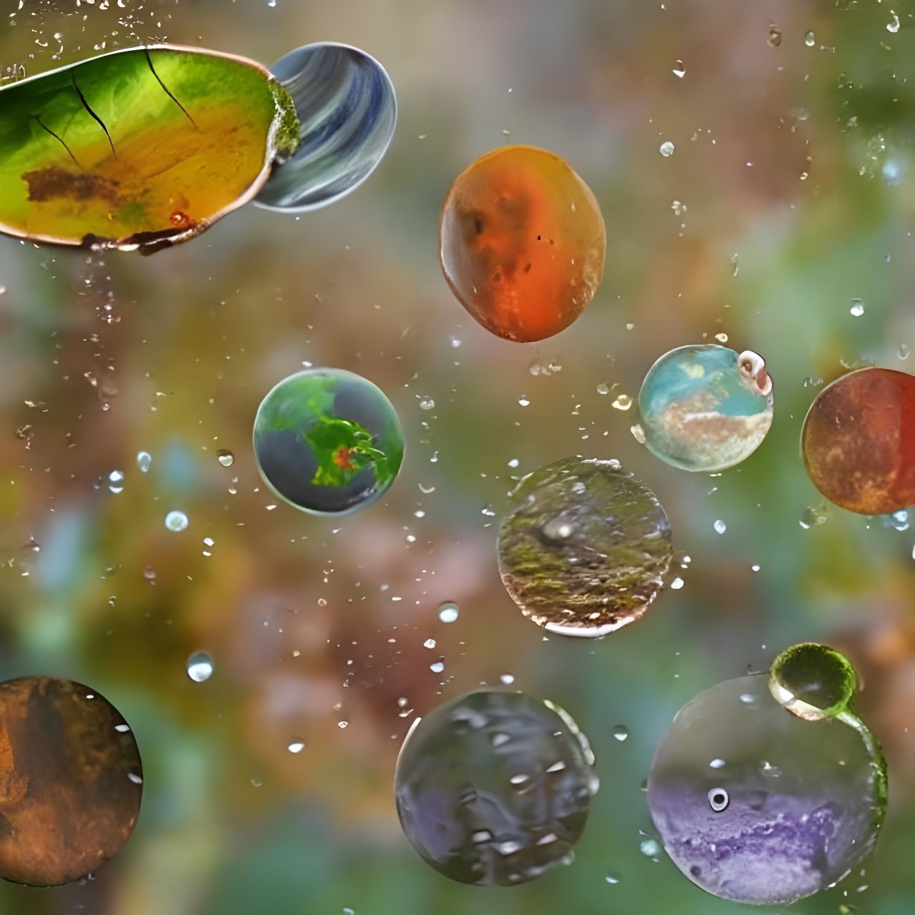 Interconnected Life: Dancing Raindrops Create Splashing Drum...