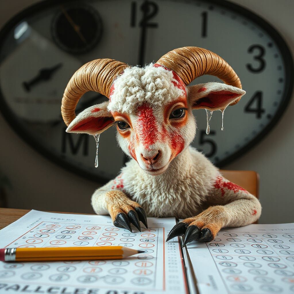 Anxious Lamb's College Entrance Exam