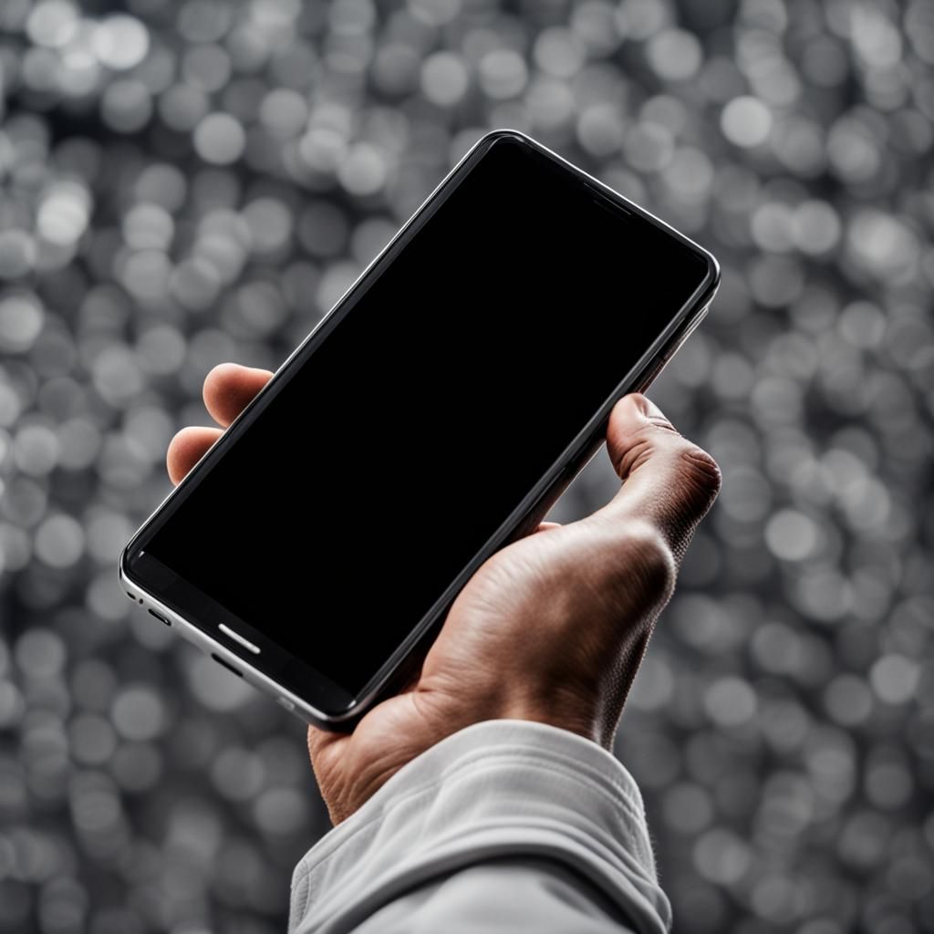 Man Holding Cell Phone in Hyperrealistic Style