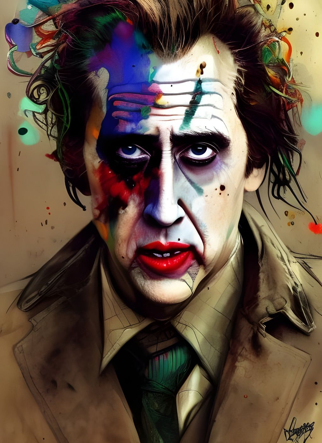 Nicholas Cage as Joker Crayon Caricature