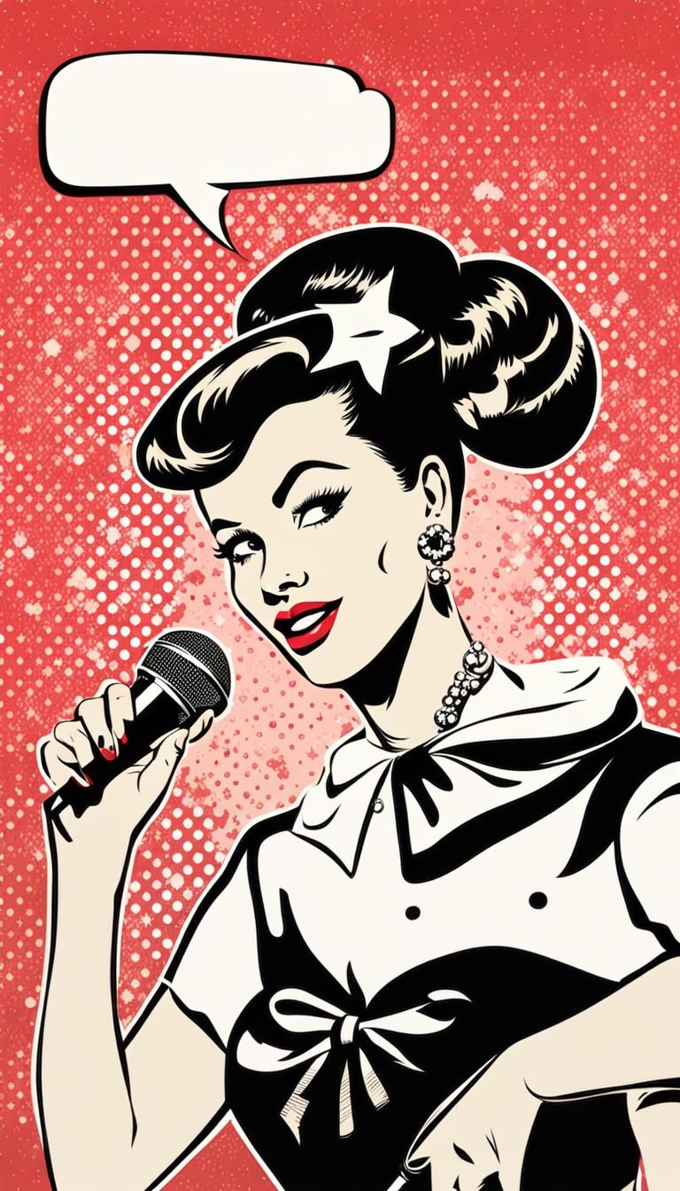 Retro Rockabilly Woman with Speech Bubble