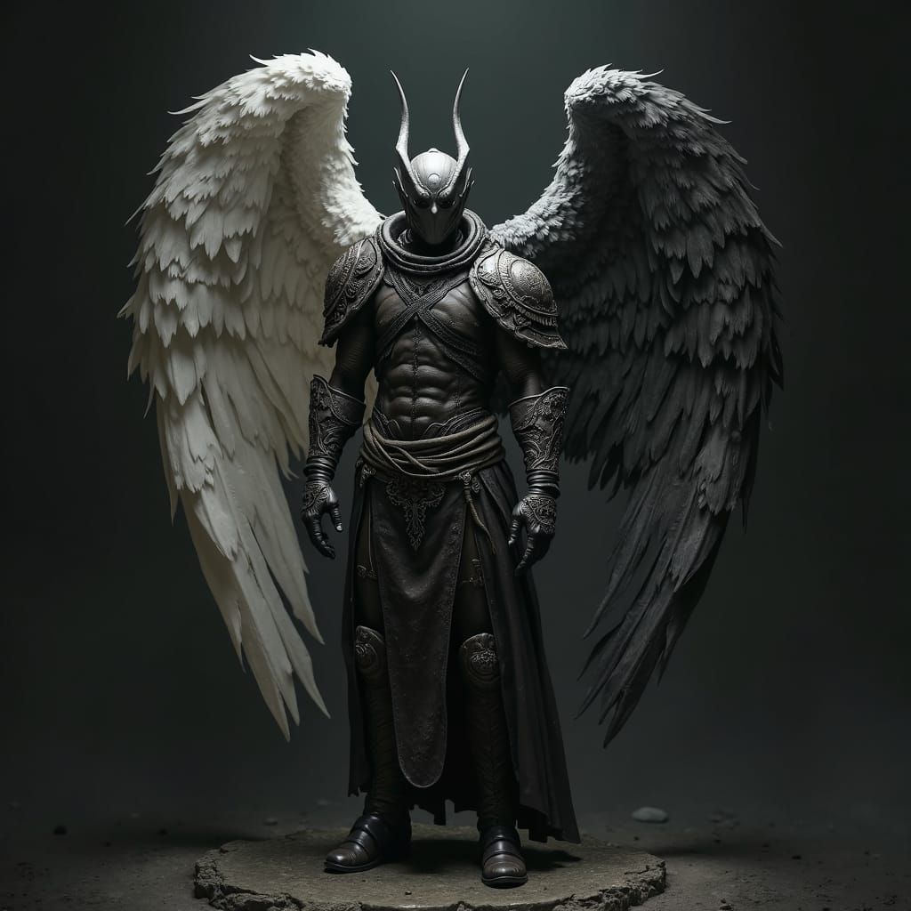 Half Angel Half Demon in Realistic Style